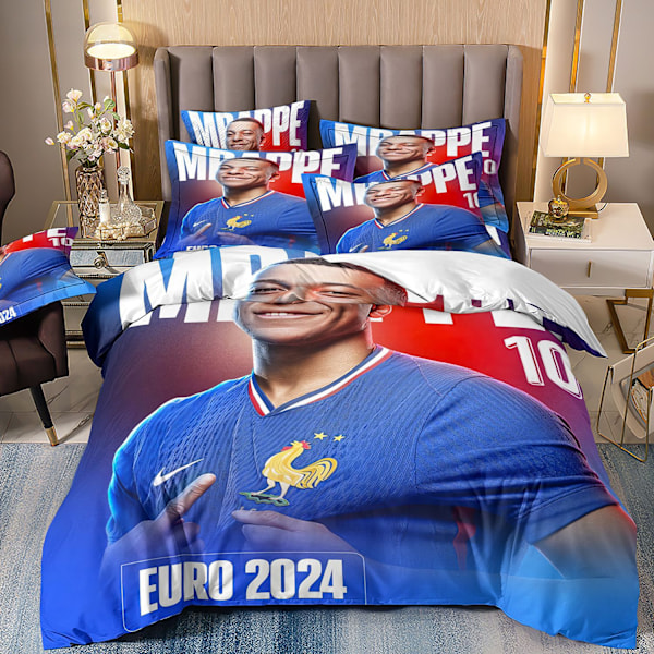 3D digitaltryk VM fans fodbold mbappe tredelt sengetøjssæt