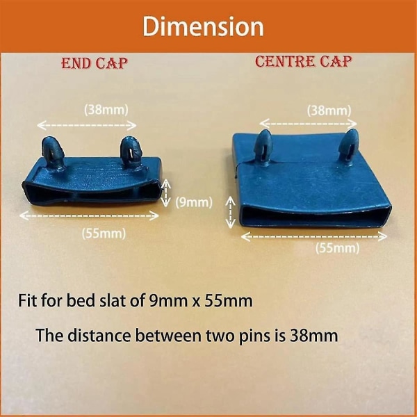 24 st 55 mm X 9 mm plastsäng Cover Ersättningshållare för att hålla fast träribbor B