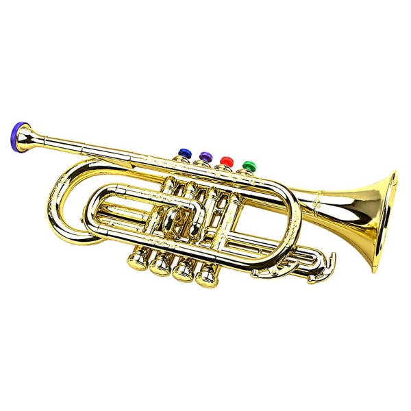 Barnetrompetleketøy 4 toner trompet småbarn musikkinstrumenter leker barn leketøy Golden 35.7X9.7CM