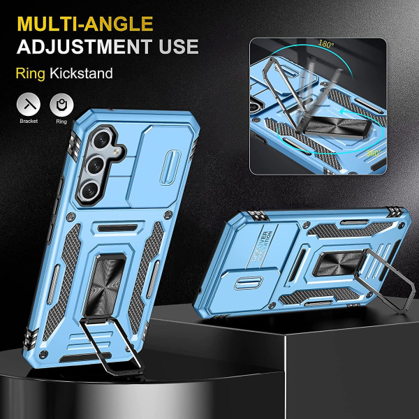 Armor Militær-grade Etui Kompatibel Samsung Galaxy A54 5g Med Skyvekameradeksel & 360 Kickstand Blue