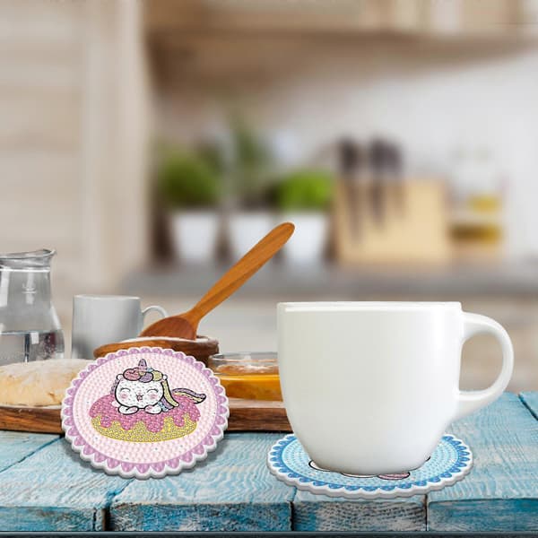 6-pack Unicorn Diamond Painted Coasters Round unicorn
