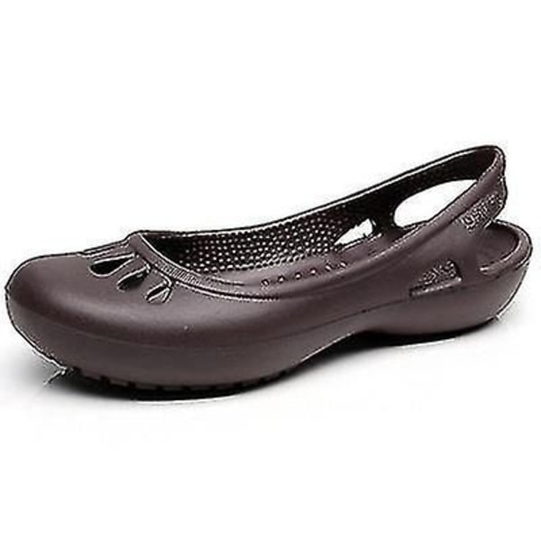 Strandskor Damtofflor Dam Clogs Jelly Sandaler Halkfria Vattentäta Trädgårdsskor Coffee W6(36)