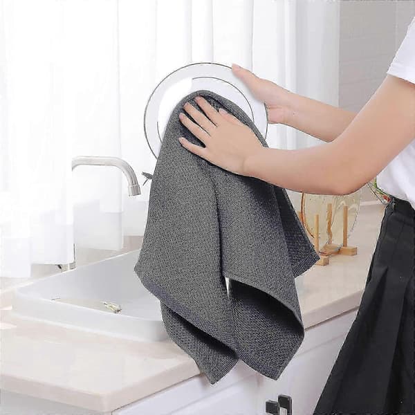 6-pack Premium 100% Bomull Frotté Diskhanddukar, Superabsorberande Disktrasor med Hängögla Dark gray 34*73cm
