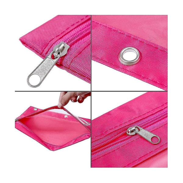 8 Pcs 3 Ring Zipper Pencil Pouch Fa Pencil Case Sturdy And Durable Binder Pouch With C