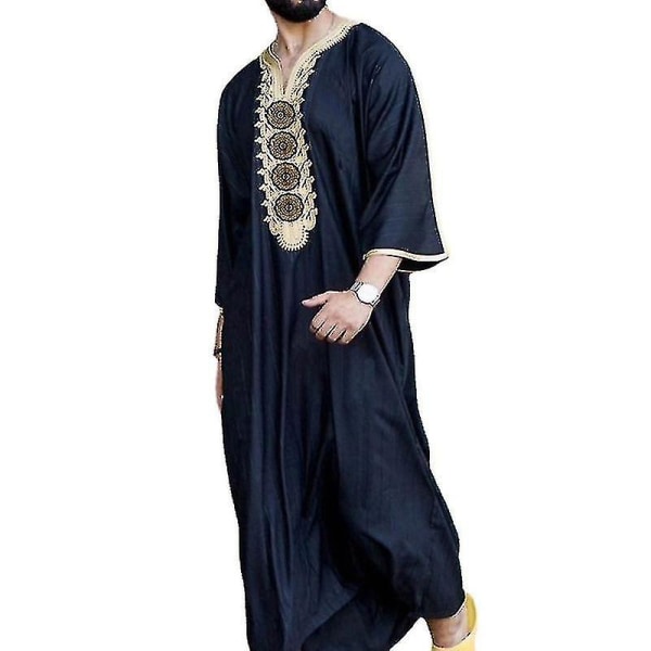 Muslimska Män Thobe Mellanöstern Saudiarabien Kaftan Islamisk Abaya Klänning Lång Robe