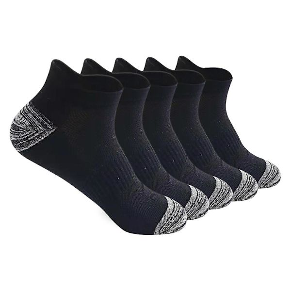5 par strumpor herr sommar mesh båtstrumpor öronlyftning anti-drop häl bomullsstrumpor andningsbara strumpor black