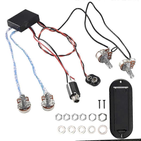 2-bands aktiv basgitarr EQ förförstärkarkrets pickup black