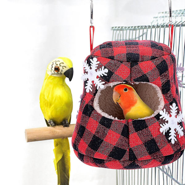 Papegøje seng jule snefnug print ternet design varm kæledyr seng fugl hængekøje hamster træ hule hus kæledyr forsyninger Qinhai Red