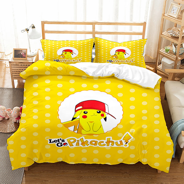3D digitaltryckt påslakan örngott sängkläder tecknad Pikachu tredelat set hemtextil fyrdelat set 7 140*210