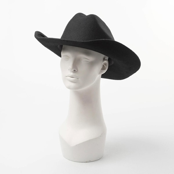 Farfi Cowboy Hat Ensfarvet Vild Unisex Anti-fnuller Komfortabel Kostumefest Tilbehør Filt Rul Op Skygge Cowgirl Hat Til Udendørs Atrovirens