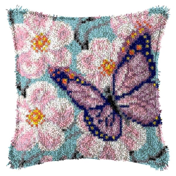 Salpakoukkusarja Tee-se-itse tyynynpäällinen Cover perhoskuviolla printed kankaalle virkkauslanka aikuisille as shown