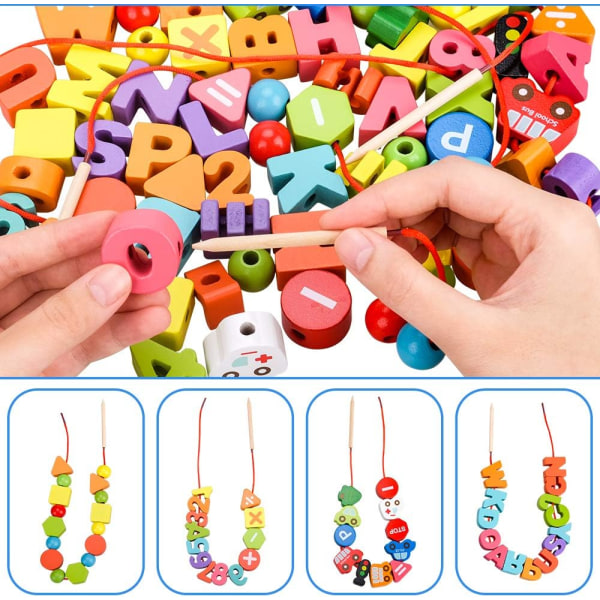 Sheirying Montessori Toys Utbildningsspel för barn Perfekt present för barn Innehåller 42 eller 75 träpärlor