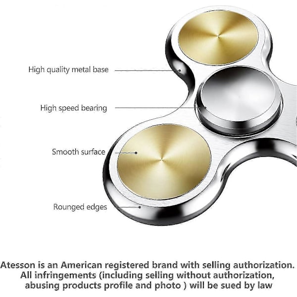 Fidget Spinner-legetøj i rustfrit stål - højpræcision til stresslindring A-silver-solid