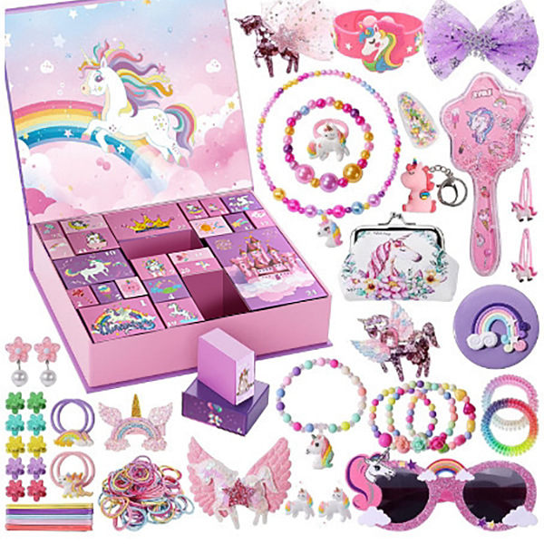 Adventskalender för Flickor - Enhörningspresenter för Flickor Adventskalender 24 Dagar med Överraskningar Bästa Presenter för Döttrar Baby A pink
