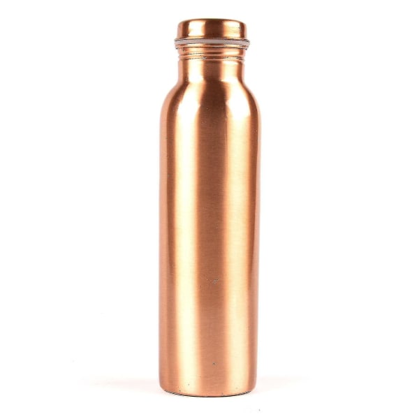 Kopparvattenflaska - handgjord flaska gjord av 100 % koppar kompatibel med ayurvediska hälsofördelar Kroppsinne - slät koppar