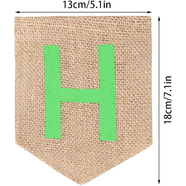 16 fot tyg Glad födelsedag vimpel banderoll Jutesäck födelsedag banderoll med 13 stycken svalstjärtflagga för födelsedagsfestdekorationer