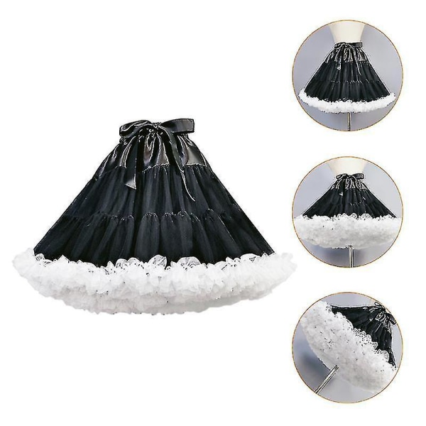 1 stk Lolita underskjørt Tutu kjole underkjole Crinoline underskjørt (svart, hvit)