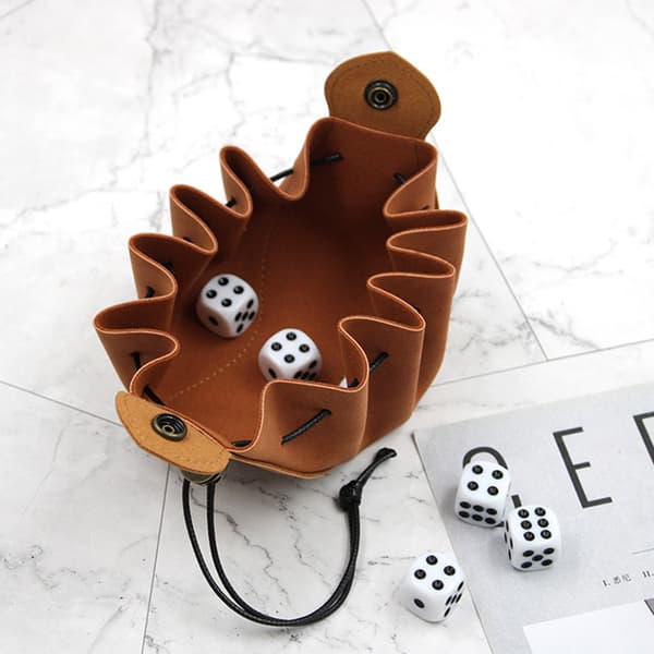 Drawstring PU Dice Bag Portable Dice Case Foldable Tray Storage Bag for Coins Keys Jewelry Small Accessories