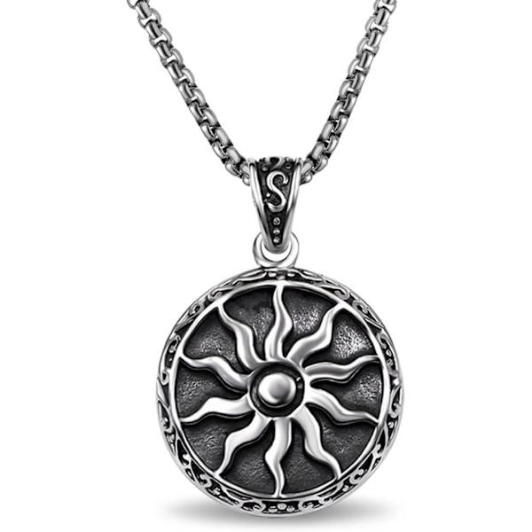 Kreikkalainen koru Aurinko Tähti Amuletti Ristiriipus Kaulakoru Miehille Vintage Suojajewelry, Onnenamuletti Ketjulla