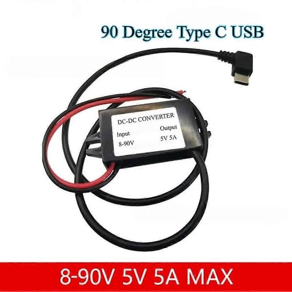 8-90V til 5V 5A 25W DC Buck Converter med Type-C & Micro USB til Effektiv Opladning