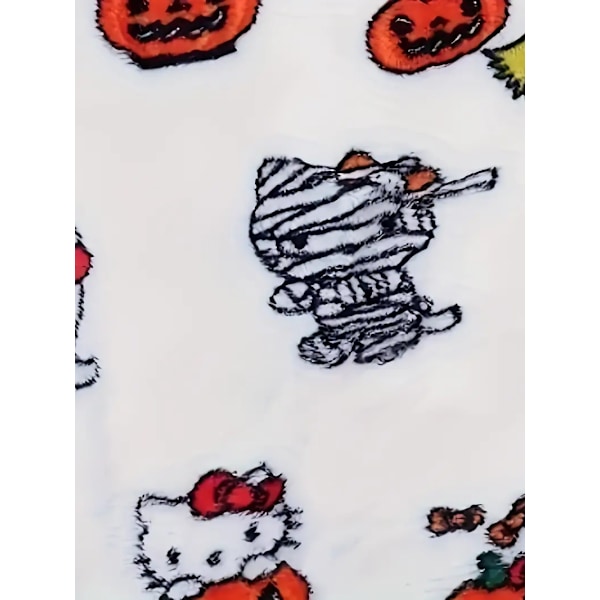 Tegnefilm KT kat pyjamas tykke damer efterår og vinter plus fløjl varm fritid hjem graffiti flanel bukser white XXL