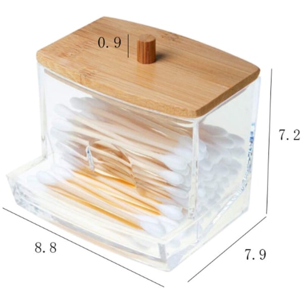 Forbedret kvalitet Akryl bomullspinner Oppbevaringsholder Baderom beholder Apotek krukke Qtip Holder for oppbevaring Bambuslokk 1 stk, Modell: Transparent