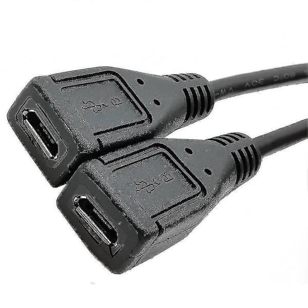 Splitter Micro Usb-kabel, 5-pins hann til 2 kvinnelig Y splitterkabellader Right turn
