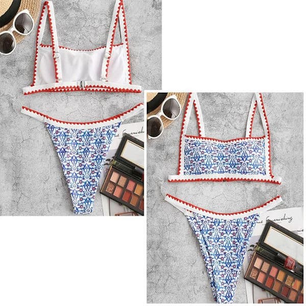 Tryckt Bikini Baddräkt Bikini Set GRÖN S grön green S