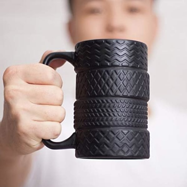 Kreativ dekkformet keramisk krus Keramisk hjul kaffekrus Drikkekrus Kaffe kopp Drikkekrus 3D krus Gavekrus 500ML kapasitet