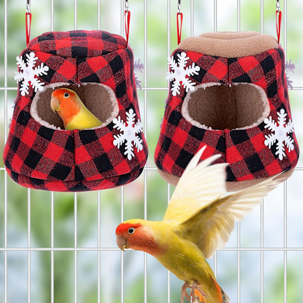 Papegøje seng jule snefnug print ternet design varm kæledyr seng fugl hængekøje hamster træ hule hus kæledyr forsyninger Qinhai Red