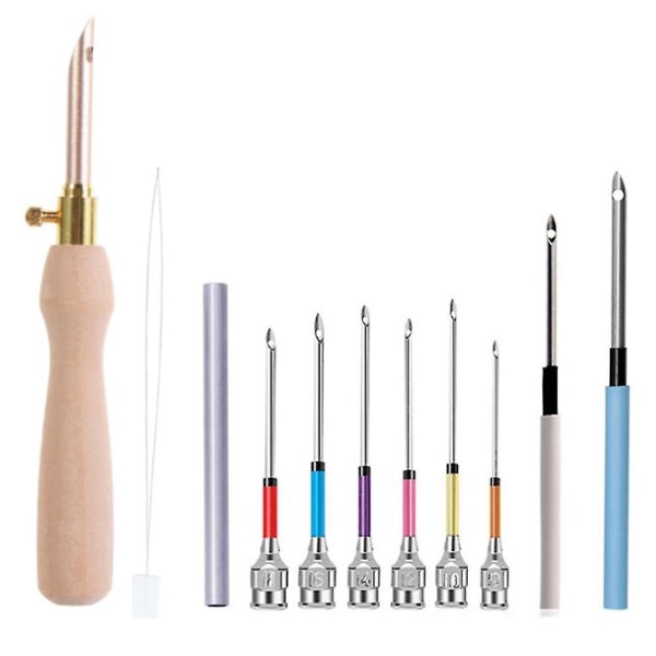 11 stk Punch Needle Tool Kit Broderi Stitching Punch Nål og nåletråder Broderi stikkeverktøy as shown