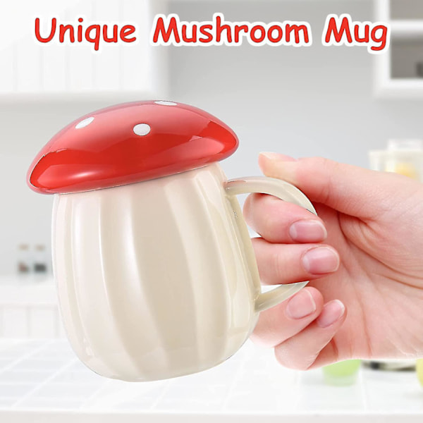 1 st Mugg i Svampform, Söt Svampkopp, Keramisk Svampkopp med Lock, Söt Kaffe Mugg Kawaii Mjölkkopp Kreativ Alla Hjärtans Dag Födelsedagspresent Svamp Dec