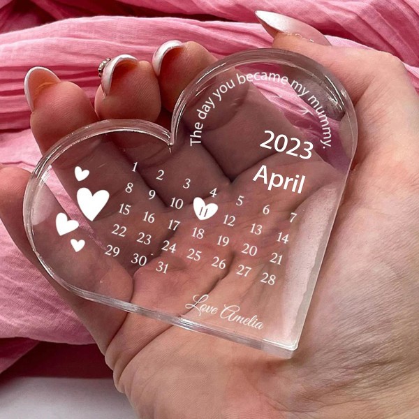 Acrylic Calendar Multi-purpose Transparent Visible Eye-catching Meaningful Mother's Day Decoration Keepsake Acrylic Heart Calendar Ornament Holiday Su