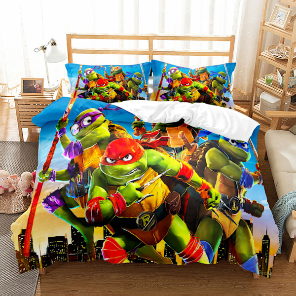 Ninja Turtles Cartoon 3D-tryckt Sängkläder Set med Tre Delar 200*200