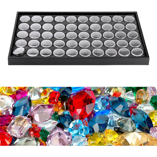 Neglekunst Tips Oppbevaringsboks, Manikyr Tom Glitterstøv Pulver Smykke Displayboks, 50 Grid Gem Container Pots Stablebar Gem Jar Brett Dekorasjon Verktøy