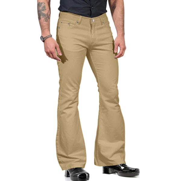 70-luvun discohousut miehille, miesten leveälahkeiset farkut, 60- ja 70-luvun leveälahkeiset, vintage-farkut miehille A001-khaki Medium