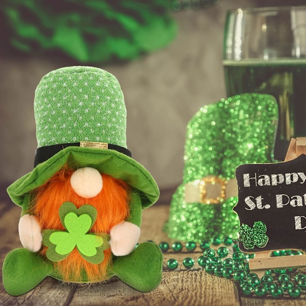 Grøn hat dukke ornament irsk leprechaun nisser dukke festival skrivebord pynt st patricks dag leprechaun irske nisser dekorationer