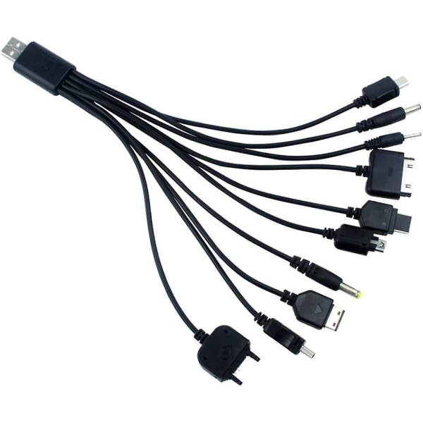 10 i 1 universell USB-laddningskabel multifunktionell laddningssynkroniseringssladd för Ipod Iphone Psp-kamera Nokia Blackberry 1 st