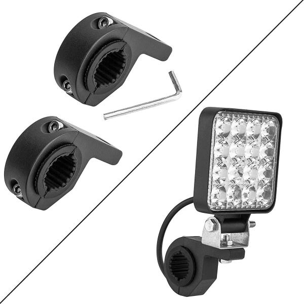 Led arbeidslys frontlykt monteringsbrakett horisontal stangrørklemme takrullburholder for Atv Utv biler lastebiler båter(svart)(2stk)