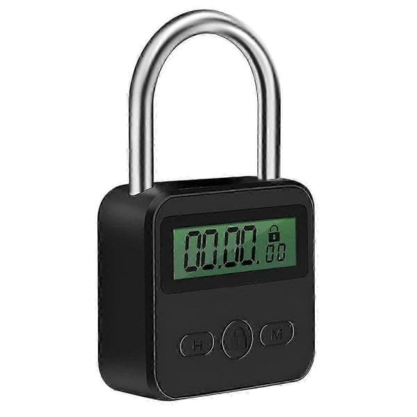 Metall Timer Lås LCD Display Multifunktionell Elektronisk Tid 99 Timmar Max Timing USB Uppladdningsbar Timer Hänglås Black