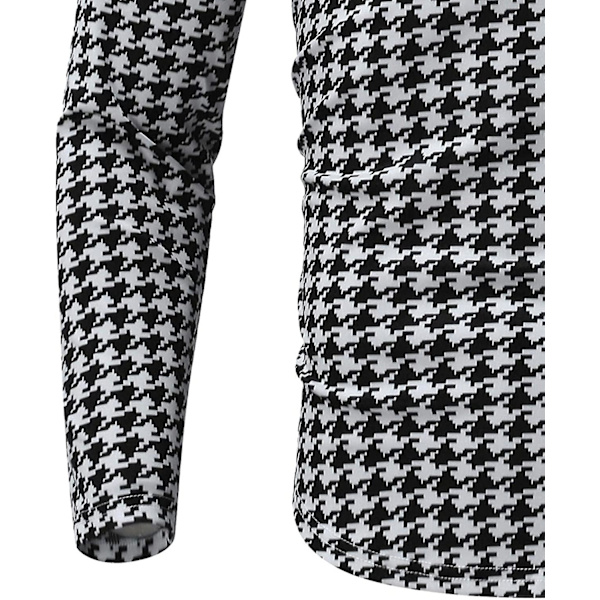 Herr långärmad basdesign turtleneck rutig toppar slim fit hundtand tryckt termisk pullover tröjor stora och långa XXL