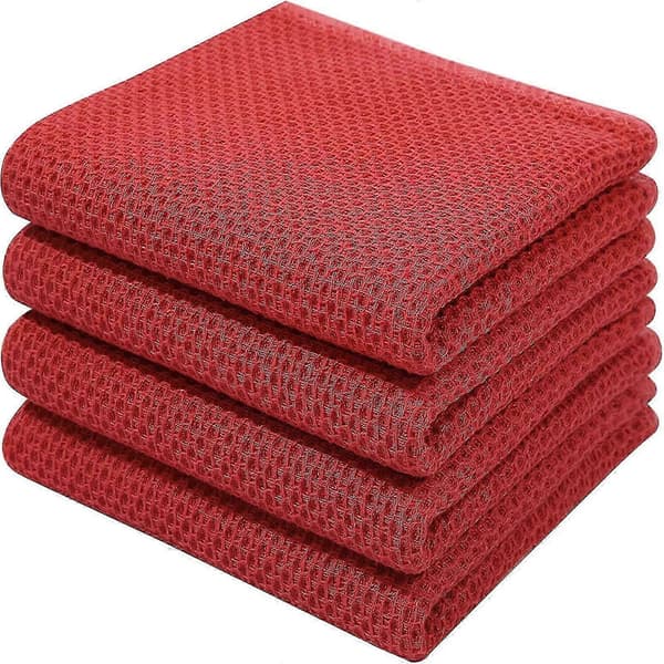 6-pack Premium 100% Bomull Frotté Diskhanddukar, Superabsorberande Disktrasor med Hängögla Red 34*73cm