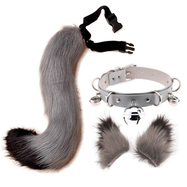 Uusi, sopiva hiusklipsit Cocker Tail Animal Element Säädettävä tekoturkista Solid Wolf Tail Korvakaulus Cosplaylle