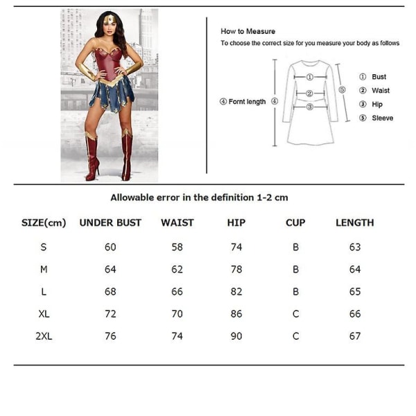 Kvinners Halloween-festfilm Justice Wonder Fantasia-kostyme League Superhero Superwomen-kostyme S-3xl Suit XL