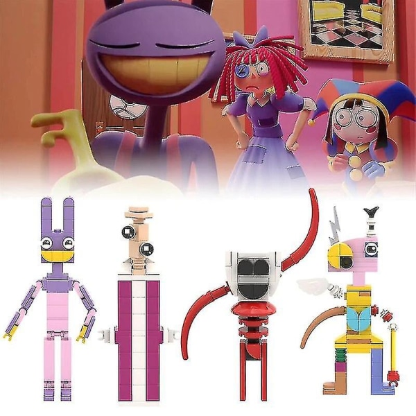 7st fantastiska digitala cirkusbyggstenar Jax Game Anime Bricks Collection Tecknad modell Leksaker Barn Utbildningspresenter