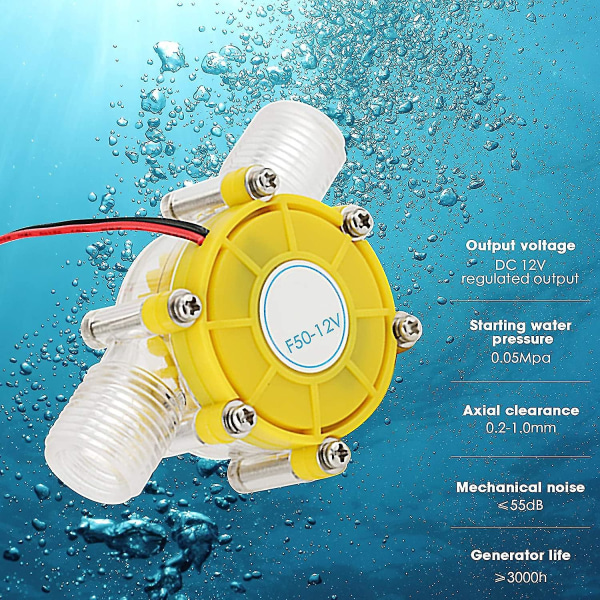 12V mikrohydrovesiturbiinigeneraattori Neodyymimagneetti Ultra-matala vedenpaine Käynnistysvesi Vesisähkö Diy Power (keltainen)