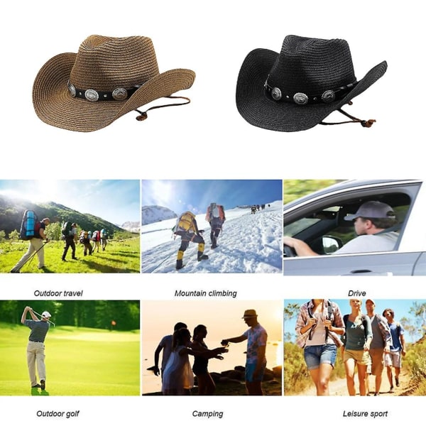 Vuorikiipeilyhattu Hengittävä kudottu Western Cowboy -hattu Vintage kudottu hattu Khaki