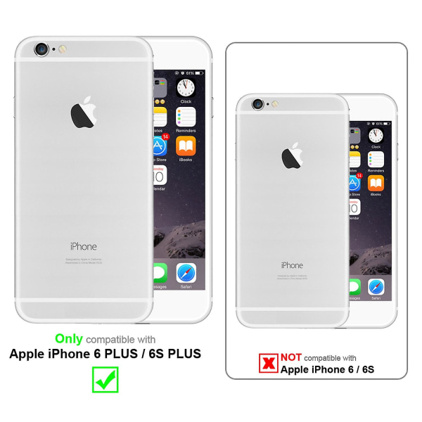 Apple iPhone 6 PLUS / 6S PLUS Handy Hülle Cover Etui - med Blumenmuster og Standfunksjon og Kartenfach FLORAL BLUE iPhone 6 PLUS / 6S PLUS