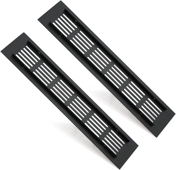 Aluminium dörrventilationsgaller Rektangulär luftventilationsavgasventil Insektskydd för husbilsköksskåp, skoställ, låda, etc.