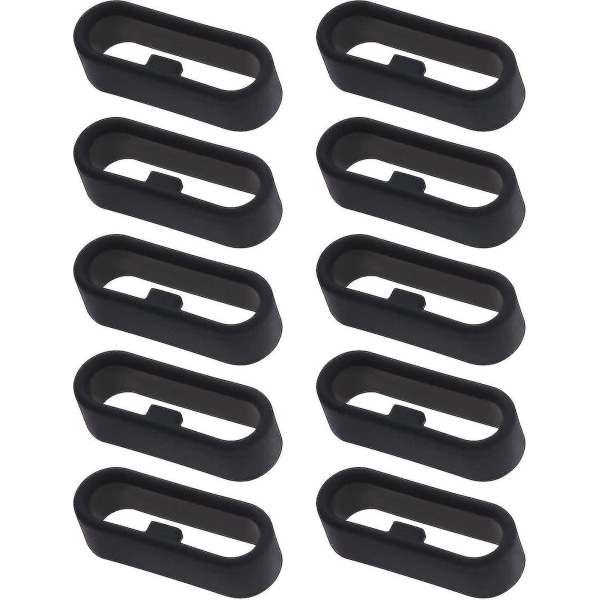 10pcs Wristwatch Strap Loop, Compatible With Garmin Vivoactive 3 & Music Secure Silicone Ring - (black)